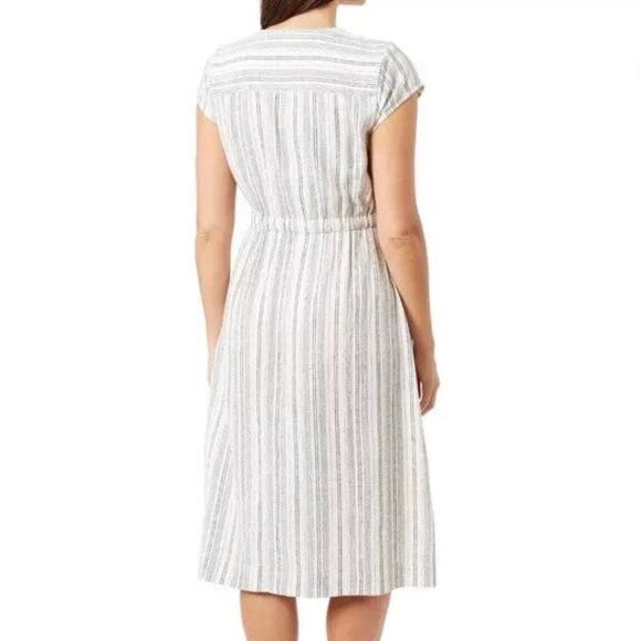 Briggs Dress 2X Linen Midi Pockets Buttons Stretch Lagenlook Coastal Beachy - Picture 13 of 16